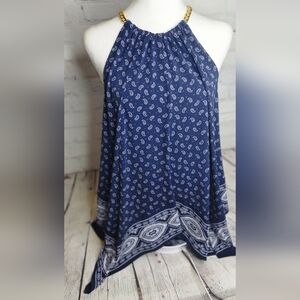 MICHAEL Michael Kors Blue Asymmetrical Sleeveless Tunic